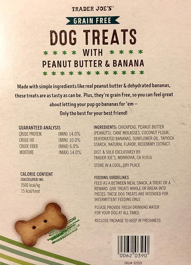 Trader Joe's | Dog Treats with Peanut Butter & Banana | Grain Free | 10.6 Ounces