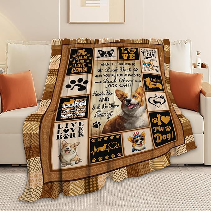 Corgi Throw Blanket Corgi Puppy Stuff Gifts for Dog Lover Kids Girls Boys Adults Women Men Soft Cozy Warm Plush Fluffy Fuzzy Fleece Blanket Decor 50''X60''