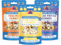 Sampler of all Weruva Freeze Dried Dog Food Recipes, Feeling Farmy, Paw Lickin Chicken, and Steak Frites Dinner (3 Pack, 1oz Bags)