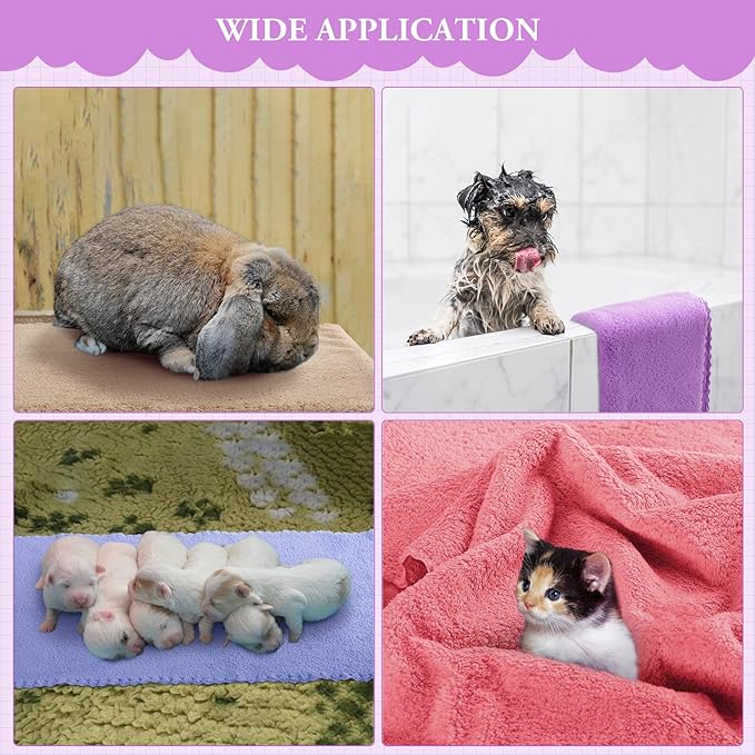 10 Pieces Guinea Pigs Blankets Hamster Fleece Cage Liners Soft Guinea Pig Accessories Small Animal Pet Blanket Sleep Bedding Mats Pet Supplies for Dog Puppy Cat (Mixed Colors, 13.8 x 29.5 Inch)