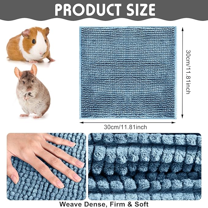 Amylove 4 Pcs Guinea Pig Cage Liner Washable Fleece Pee Pads Pet Dog Cat Bedding Training Mat for Small Animal Guinea Pig Puppy Bunny Hamster(12 x 12 Inch,Square,Mixed Color)