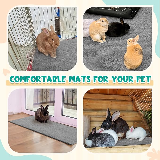 Rabbit Scratch Mat 12 Inch x 6.56 ft Self Adhesive Bunny Scratching Pad Cuttable Claw and Teeth Care Rabbit Mat for Cage Small Animal Scratching Rug for Biting Sleeping Nesting(Gray)