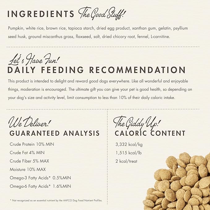 Fromm Family Nutritionals Digestive Functional Dog Treats - Premium Dog Treats to Support Digestive Issues, Upset Stomachs, & Diarrhea - Contains Pumpkin - 6 oz