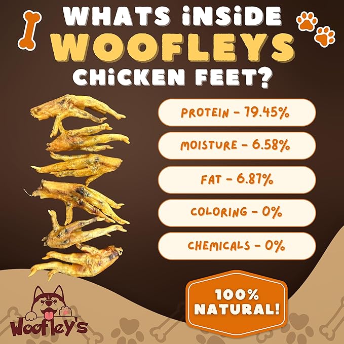 Woofley's Chicken Feet (100 Count)- Chicken Feet Dog Treats - Natural Dog Chews and Treats