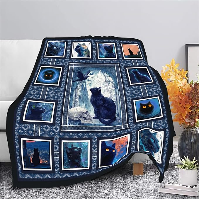 Cat Throw Blanket Cat Stuff Gifts for Kids Girls Boys Adults Women Men Soft Cozy Warm Plush Fluffy Fuzzy Fleece Blanket Decor 50''X60''