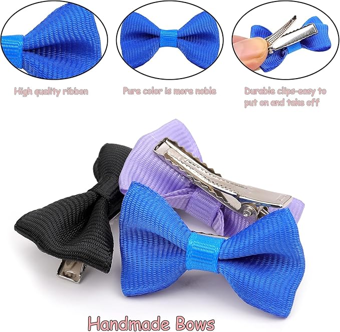 YAKA 40PCS (20 Paris) Cute Puppy Dog Small Bowknot Hair Bows with Metal Clips Handmade Hair Accessories Bow Pet Grooming Product