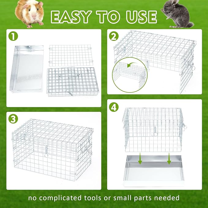 DoubleFill 14 x 8 x 8 Inch 1 Hole Folding Guinea Pig Carrier Chinchilla Carrier Portable Hamster Travel Cage with Tray Handle for Rabbit Chick Bird Small Animal Transport Temporary Housing Pet Habitat