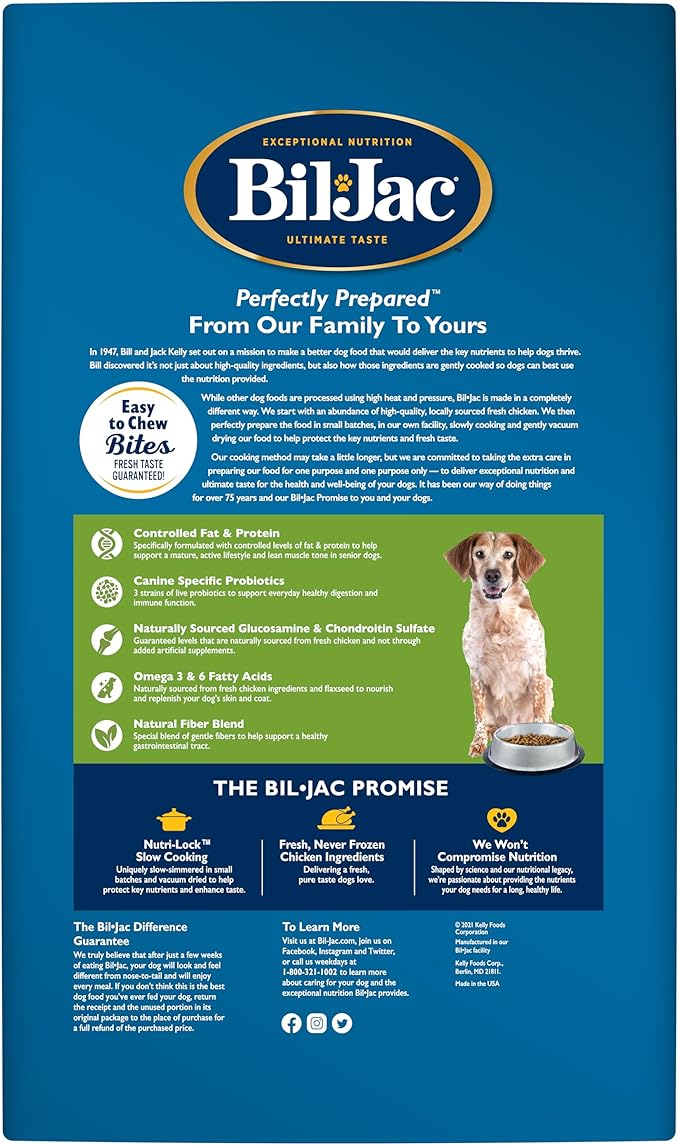 Bil-Jac Senior Select Dry Dog Food, Chicken & Oatmeal Recipe, 30 lb
