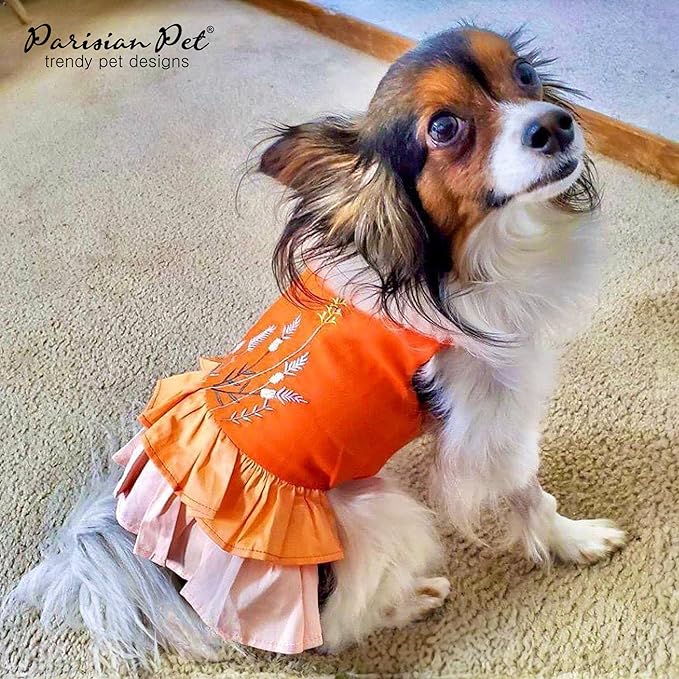 Parisian Pet Dog Dress - Summer Clothes for Large Dogs Girl - Stylish Color Block Pet Dress - Comfortable Designer Dog Outfits - Lightweight and Breathable Puppy Clothes - Garden Dresses for Dogs