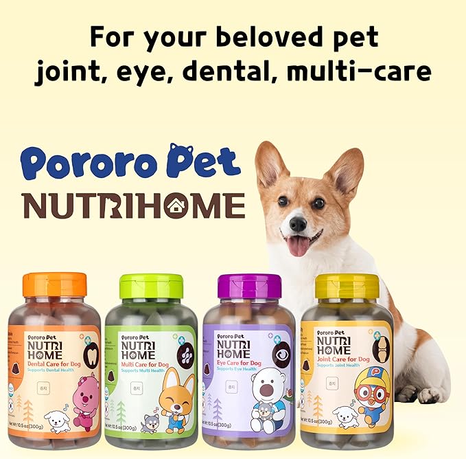 [PororoPet] NutriHome Joint Care for Dogs | Supports Joint Mobility, Flexibility & Overall Wellness | Green Lipped Mussel, MSM & Salmon Oil | 10.58oz (300g), Made in Korea