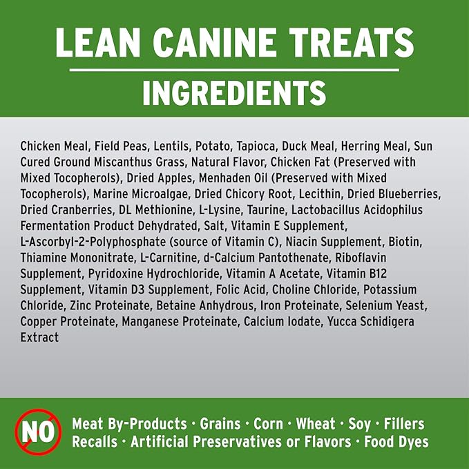 Annamaet Grain-Free Lean Dog Treats Reduced Fat Formula with Chicken & Duck, 7-oz Bag