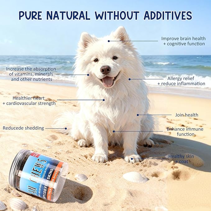 Natural Cod Skins for Dogs - Single Ingredient Dog Treats, Grain Free & Hypoallergenic - Dental Chews for Teeth Cleaning & Fresh Breath - Rich in Omega-3 for Skin & Coat Health (Cube 2.8 oz)
