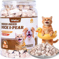 Wellix Freeze-Dried Treats for Dogs and Cats - Duck&Pear Natural Freeze Dried Cat Treats for Gut,Digestion Healthy - High-Protein Food Topper for Kittens Training Snacks 4.93oz
