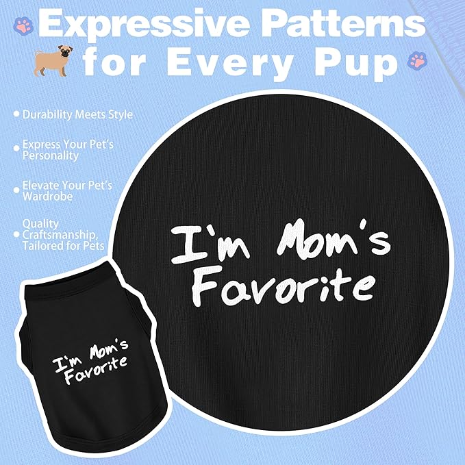 Cozy Sleeveless Canine Wear Dog Clothes, Soft, Lightweight, and Breathable Cotton Dog Shirt with I'm Mom's Favorite Print.Vest Tank Top Ideal for Small, Medium, and Large Breeds Light Pink M