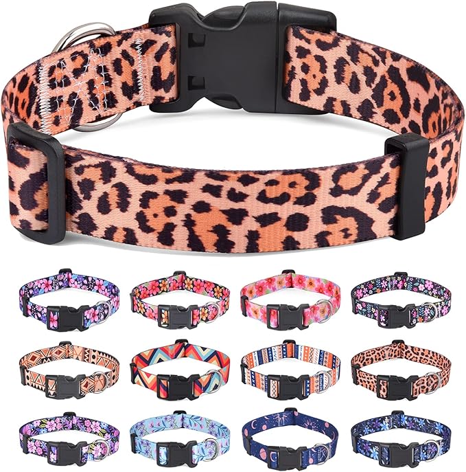 Dog Collar for Small Dogs, Soft Comfy Pet Collar for Small Medium Large Dogs, Leopard Pattern for Boy Girl Puppy Dogs(Leopard,S)