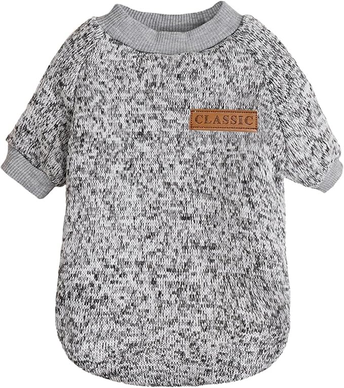 Jecikelon Dog Clothes Dogs Sweater Soft Puppies Clothing Winter Puppy Sweaters Warm Outfit for Dogs Small XXS XS Cat Apparel (Grey, M)