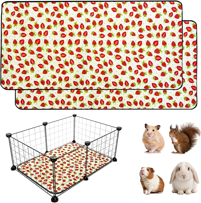 2 Pack Guinea Pig Cage Liners, Waterproof Reusable Guinea Pig Cage Liners,Waterproof Super Absorbent Pee Pads for Small Animals,12x24 inch 2pack