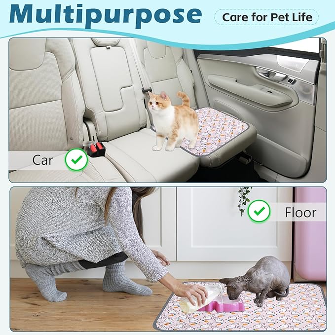 Reusable Guinea Pig Cage Liners, 24" x 18" (Pack of 2) Washable Pee Pads , Super Absorbent & Waterproof & Anti-Slip Pet Bedding Liner, Rabbit Cage Mat for Small Animals (Pink)