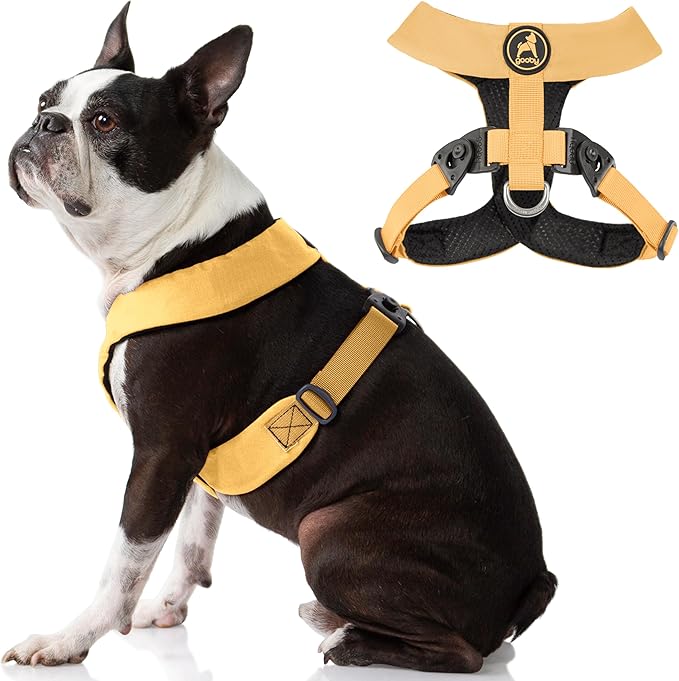 Gooby Comfort X Harness - Dual Snap, Yellow, X-Large - No Pull Small Dog Harness with Rotational Buckles and Patented Choke-Free X Frame