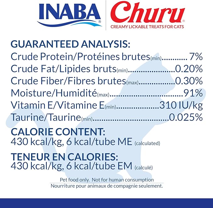 INABA Churu Cat Treats, Lickable, Squeezable Creamy Purée Cat Treat with Green Tea Extract & Taurine, 0.5oz. Each Tube, 40 Tubes, Chicken & Seafood Variety