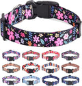 Dog Collars with Floral Print, Soft Comfortable Adjustable Collars for Small Medium Large Dogs, Floral Pattern for Girl Boy Dogs(Floral,L)