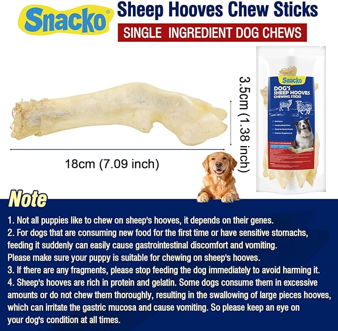 Sheep Hooves Dog Treats Dehydrated Lamb Trotters Single Ingredient Chew Sticks Bone for Puppy Organic Training Low Fat 40g