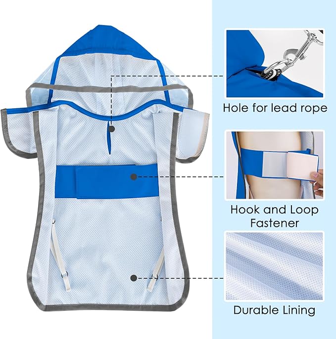 Lukovee Dog Raincoat, Adjustable Dog Rain Jacket with Clear Hooded Double Layer for Large Medium Small Dogs Puppies, Waterproof Rain Coat Poncho with Reflective Storage Pocket & Rim (BL,3XL)