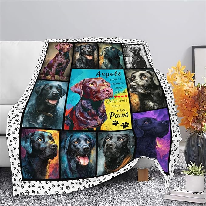 Chocolate Labrador Throw Blanket Black Labrador Puppy Stuff Gifts for Dog Lover Kids Girls Boys Adults Women Men Soft Cozy Warm Plush Fluffy Fuzzy Fleece Blanket 50''X60''