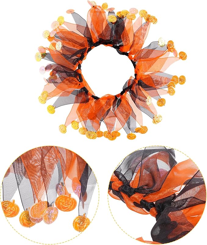 2 Pcs Cat Halloween Witch Costume Suit - Pet Witch Pumpkin Hat and Tutu Collar, Cute Cat Outfit for Cats and Small Dogs