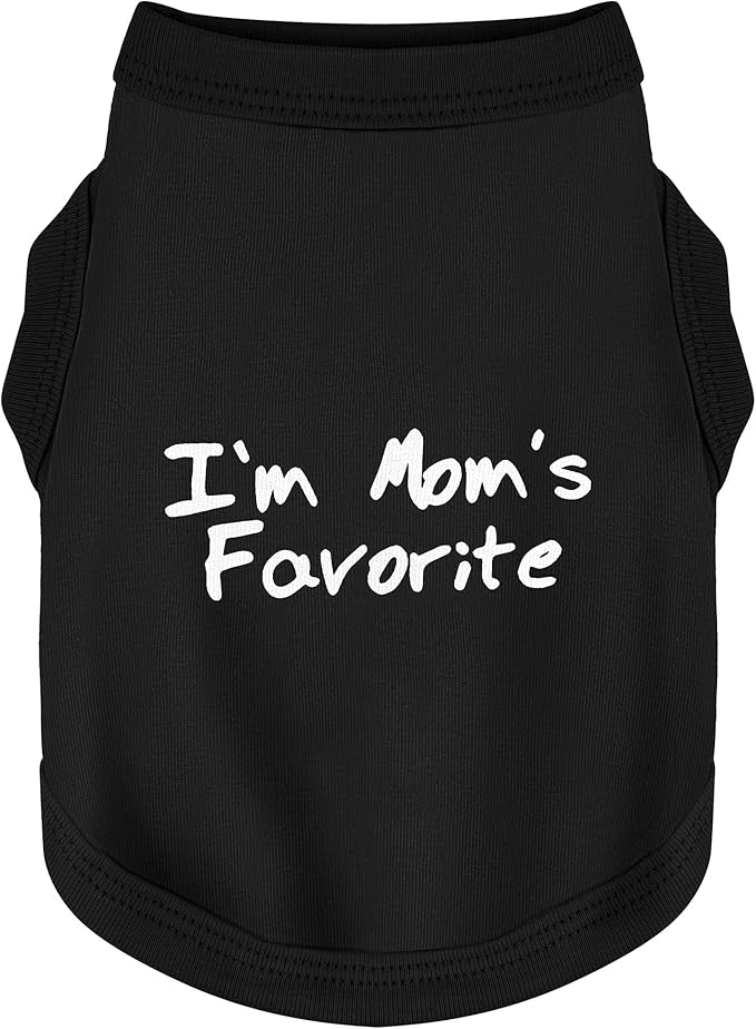 Cozy Sleeveless Canine Wear Dog Clothes, Soft, Lightweight, and Breathable Cotton Dog Shirt with I'm Mom's Favorite Print.Vest Tank Top Ideal for Small, Medium, and Large Breeds Black 3XL