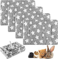 Haull 4 Pcs Waterproof Guinea Pig Bedding Guinea Pig Bed Plush Cage Liners Soft Rabbit Dog Crate Pad Cat Mat Reversible Cozy Animal Pee Pad Hamster Bunny Mat Accessory(Gray Star,13 x 18.5 Inch)