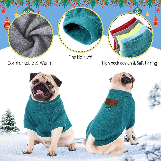5 Pcs Fleece Dogs Sweaters for Small Medium Large Puppy Cat Pet Winter Soft Warm Pullover Jumper Turtleneck Sweatshirt Clothes Apparel Outfit (M)