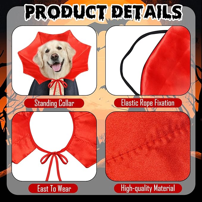 Dog Halloween Costume Dog Vampire Costume Funny Pet Vampire Devil Cape Cloak Halloween Costumes for Small Medium Large X-Large Dogs Pets (Large)