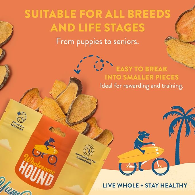 Wholesome Hound- Healthy Dog Treats- Chicken Chips & Sweet Potato, 2 Simple Ingredient Recipe, Lean 100% All Natural Dog Training Treats for Small Medium Large Breeds & Puppies, Made in US- 4oz