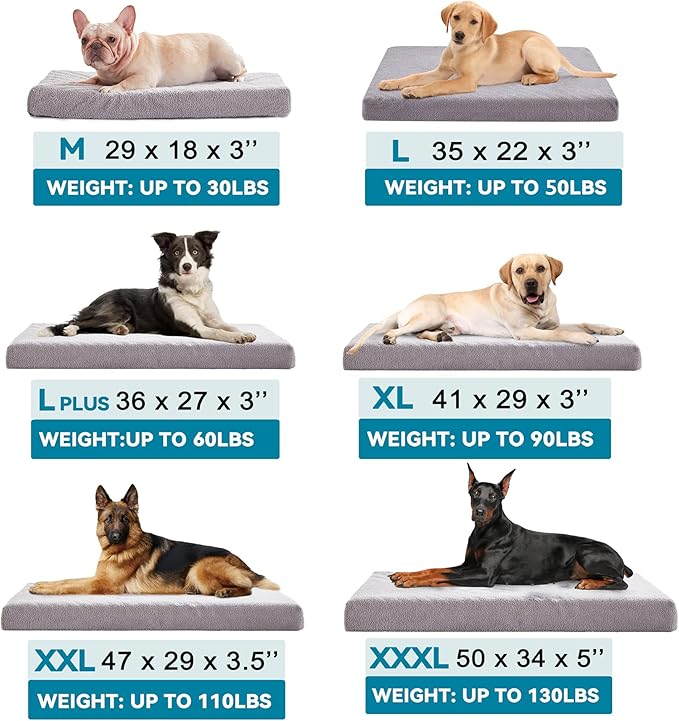 WATANIYA PET Cooling Dog Bed - Memory Foam Washable with Waterproof Liner and Cooling Gel Mattress, Fits up to 70 lbs Pets