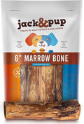 Jack&Pup Marrow Bones for Dogs, Long Lasting Dog Bones for Large Dogs, 6" Marrow Bone, Natural Beef Bone (6 Pack)
