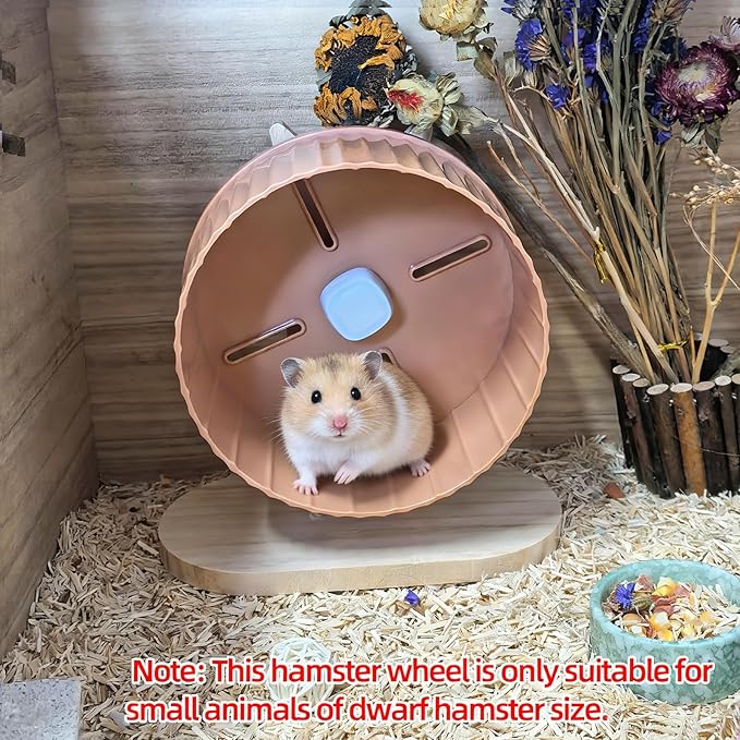 6.7in Silent Hamster Exercise Wheel Hedgehog Wheel Hamster Toy Cage Accessories with Adjustable Stand for Rat Gerbil Mouse (Orange)
