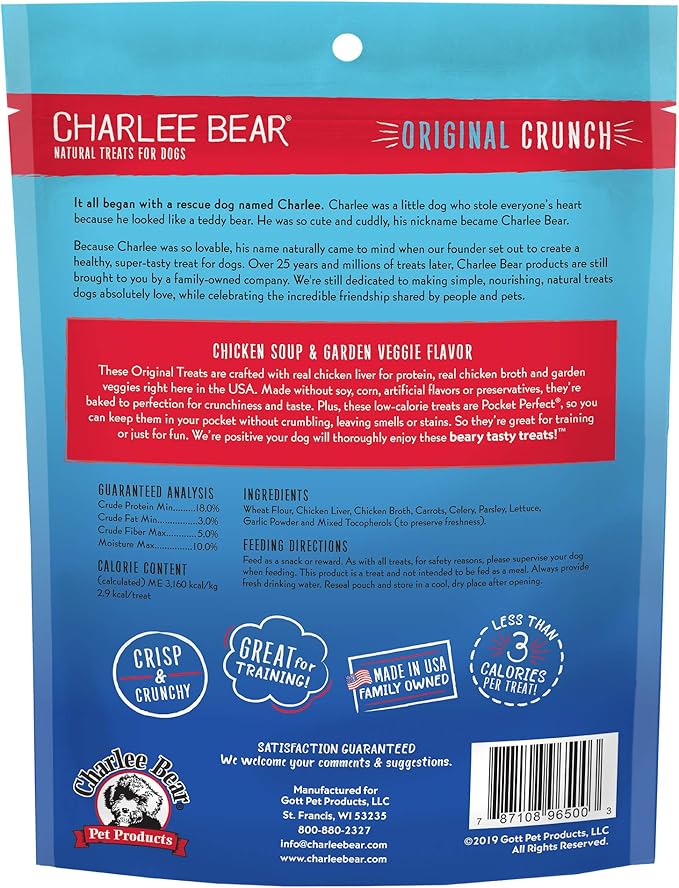 Charlee Bear Chicken Soup & Garden Veggie Dog Treats 16 oz. bag