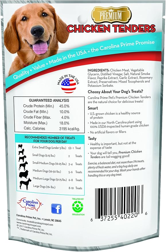 Carolina Prime Pet 40221 Chicken Tenders Treat For Dogs ( 1 Pouch), One Size