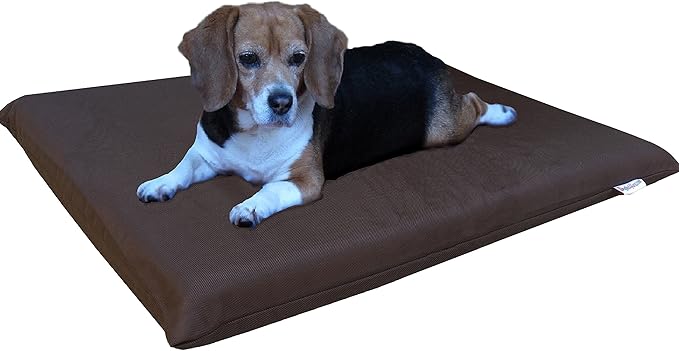 Dogbed4less 2 Pack Gel Cooling Memory Foam Dog Bed for Small to Medium Pet with Waterproof Internal Cover, 1680 Nylon Brown 34X27X3 Inches