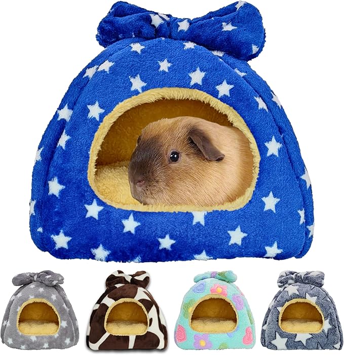 Guinea Pig Bed, Guinea Pig Warm Hideout House Accessories Cozy Bed for Small Animals Hamsters Chinchillas Dwarf Bunnies Hedgehogs. M, NavyBlue