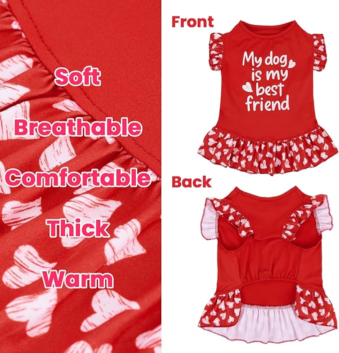 XPUDAC 4 Pack Cute Dog Dress for Small Dog, Floral Puppy Dress Sweet Girl Pet Skirt Outfits Colorful for Birthday Holiday Spring Summer Pet Clothes for Girls, S