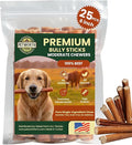 25 Pack 6 Inch Standard Bully Sticks for Medium to Large Dogs – 100% Beef Pizzle, Single Ingredient Rawhide-Free Dental Chews, Long Lasting Natural Dog Treats for Dogs