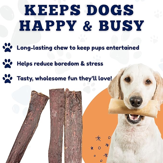 Amazing Dog Treats - Beef Esophagus Jerky for Dogs (10-12 Inch - 30 Pc/Pack) - Gullet Dog Chews