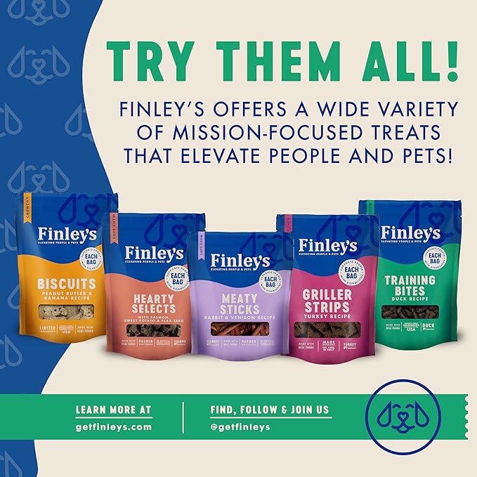 Finley's Duck Griller Strips for Dogs, Jerky-Style Dog Treats with Real Ingredients for All Breeds and Sizes, 14.5oz, 6 Pack