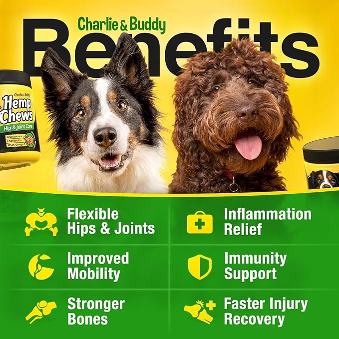 Glucosamine for Dogs - Hеmp Calming Chews with Glucosamine & Chondroitin - Daily Support with MSM, Omega 3 and Turmeric for Senior and Large Breed Dogs - Chicken Flavor, 120 Soft Treats