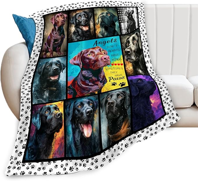 Chocolate Labrador Throw Blanket Black Labrador Puppy Stuff Gifts for Dog Lover Kids Girls Boys Adults Women Men Soft Cozy Warm Plush Fluffy Fuzzy Fleece Blanket 60''X80''