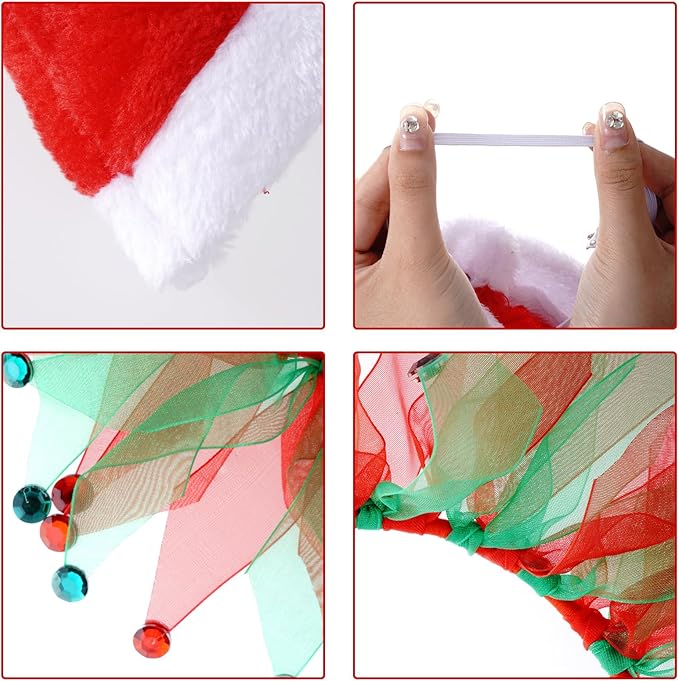 Christmas Cat Costume Small Santa Hat and Collar for Small Dogs & Cats Fancy Holiday Pet Costume Accessories for Christmas Party