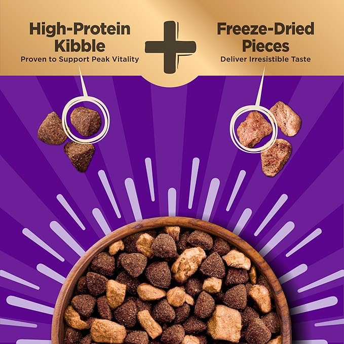 Wellness CORE+ Dry Dog Food with Freeze Dried Pieces, Grain Free, High Protein, Natural, Wild Game Duck, Lamb, Wild Boar, & Rabbit Recipe, (18-Pound Bag)