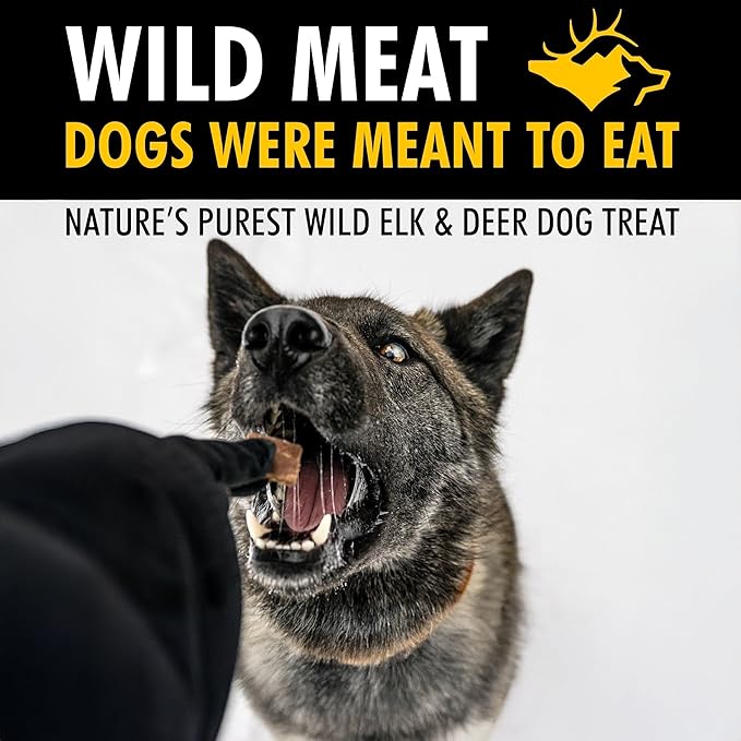 Venison Jerky Training Treats for Dogs – Elk & Deer Meat Protein Dog Treat High-Value Reward – All-Natural, No Fillers, Grain-Free, No Artificial Preservatives – 8 oz (3 Pack)
